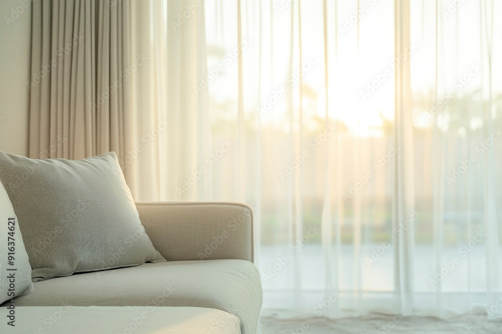 Blur living room at home with morning sunlight at big window for background usage. blur interior background concept. white, britht tone with generative ai Blur living room at home with morning sunlight at big window for background usage. blur interior background concept. white, britht tone with generative ai