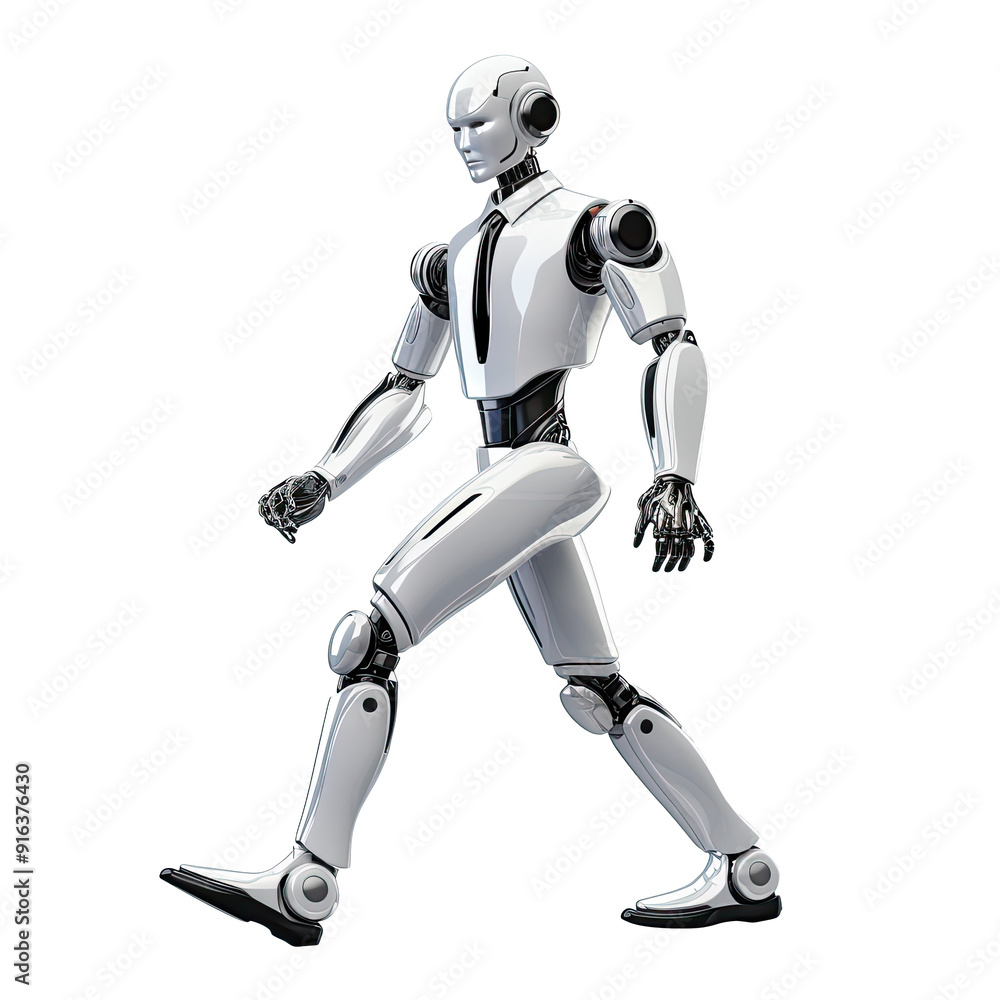 An illustration of a robot businessman walking An illustration of a robot businessman walking