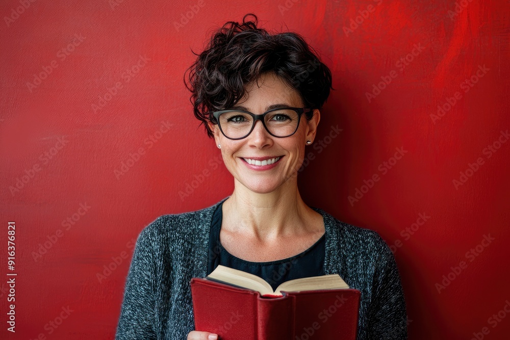 Happy teacher with book. isolated female portrait with generative ai Happy teacher with book. isolated female portrait with generative ai