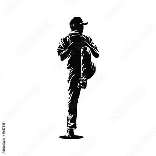 isolated silhouette of baseball thrower