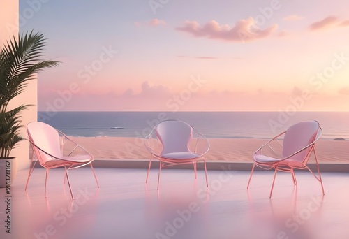 table and chairs on the beach photo