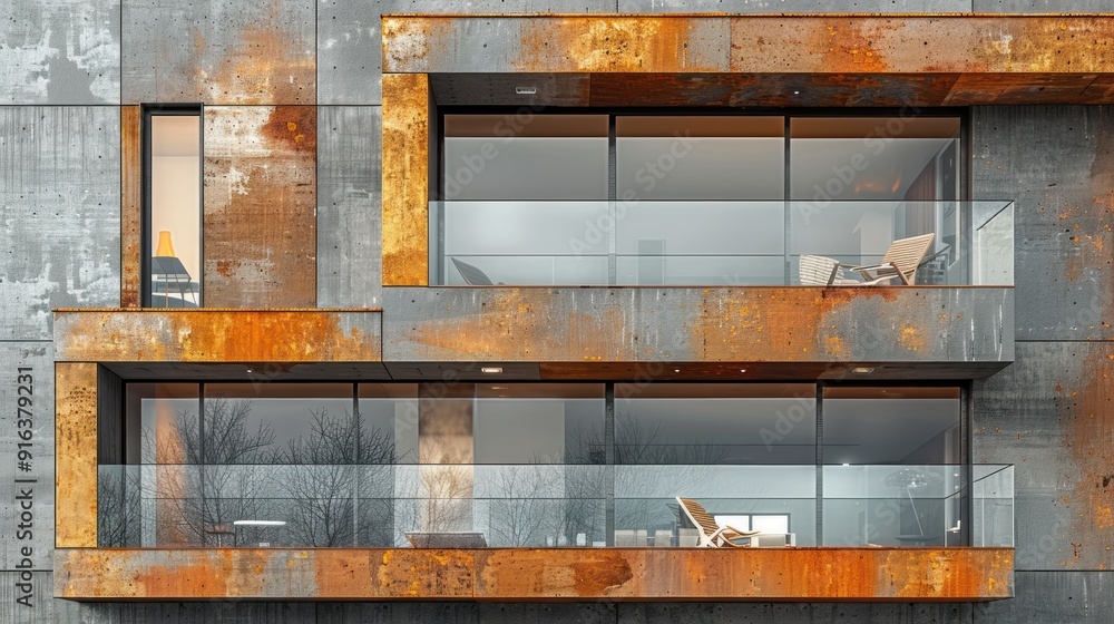 Modern Building with Rusty Facade Modern Building with Rusty Facade