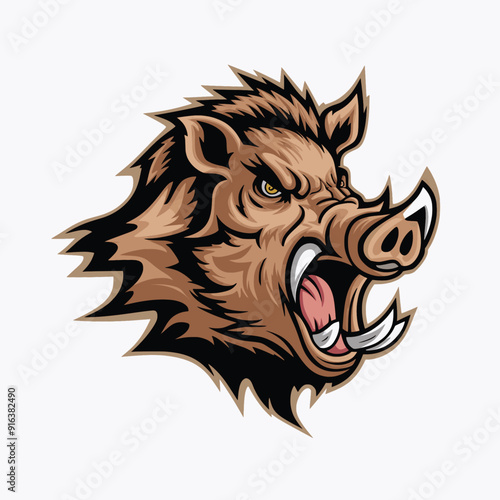 wild boar design illustration logo