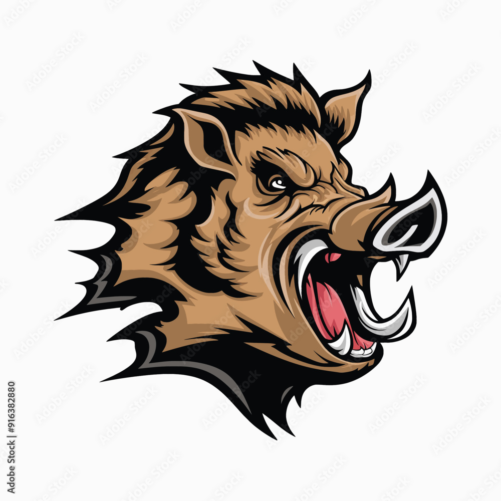 Fototapeta premium wild boar design illustration logo icon