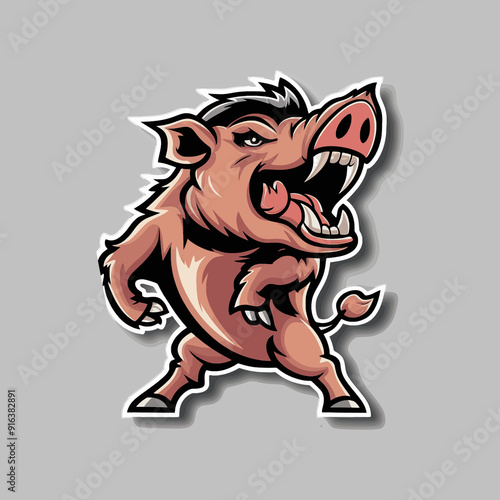 wild boar roar design illustration