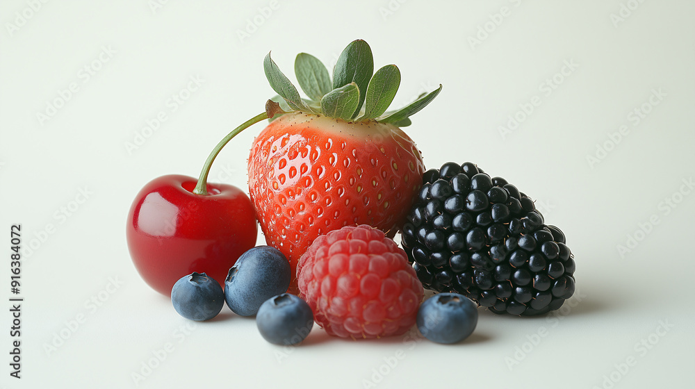 a group of fruits strawberry, raspberry, blackcurrant, blackberry and cherry, blue berry, white background a group of fruits strawberry, raspberry, blackcurrant, blackberry and cherry, blue berry, white background