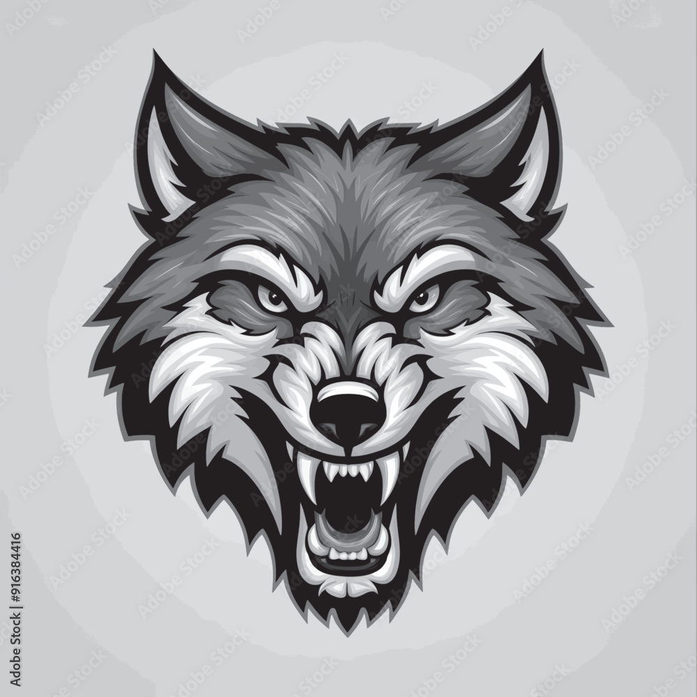 wolf roar illustration design logo wolf roar illustration design logo
