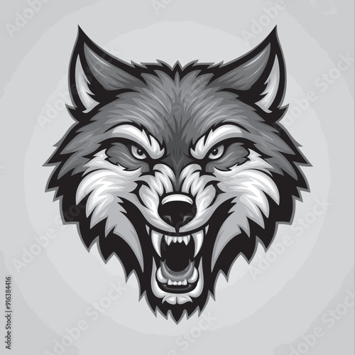 wolf roar illustration design logo