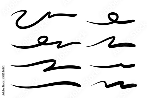 Adobe Illustrator Artwork, strokes, underlines, highlighter marker strokes, wave brush marks.