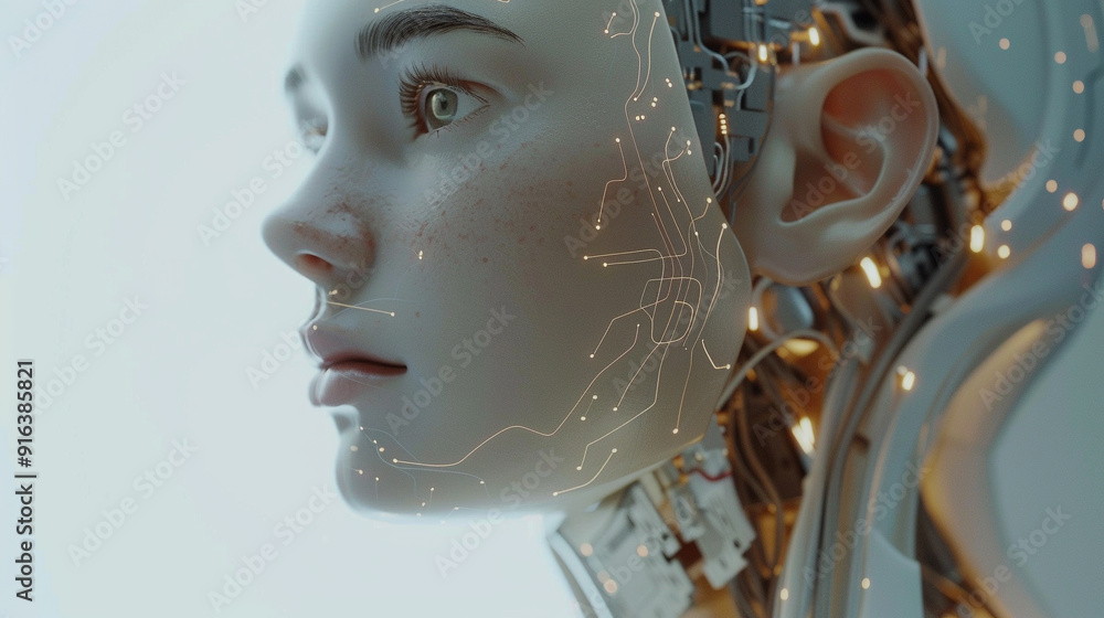 Uma mulher cyborg representando uma inteligência artifical Uma mulher cyborg representando uma inteligência artifical
