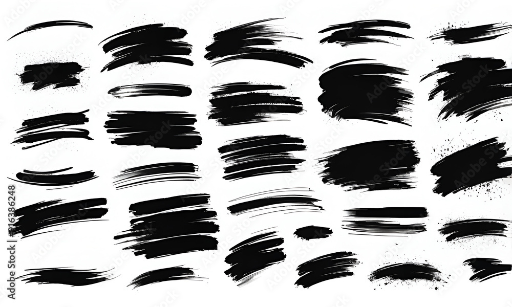 Versatile Black Brush Strokes Set – Grunge Brush Collection with Frames Versatile Black Brush Strokes Set – Grunge Brush Collection with Frames