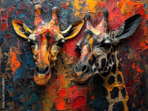 Abstract Giraffe Painting