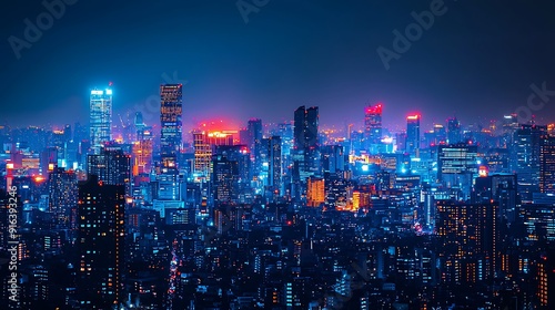 Wallpaper Mural Dazzling Hong Kong skyline at night, skyscrapers illuminated, urban jungle bathed in colorful lights Torontodigital.ca