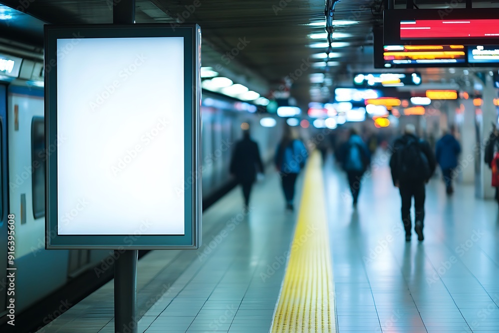 Blank Billboard in a Subway Station Blank Billboard in a Subway Station
