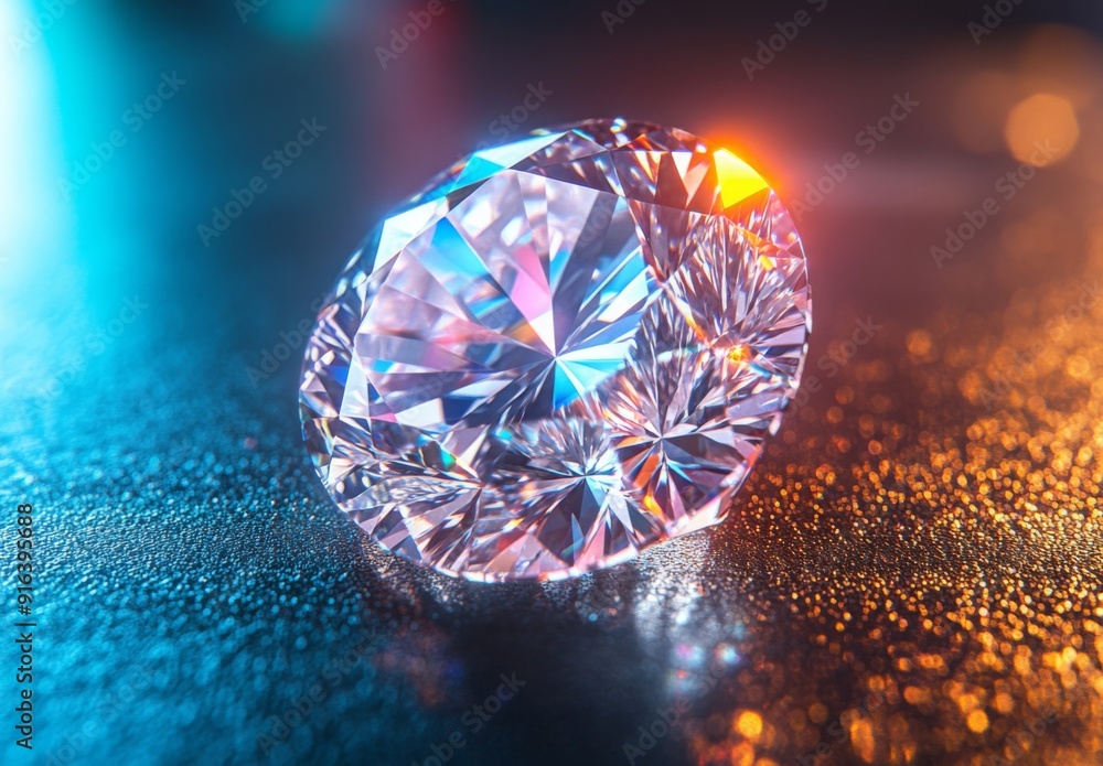 A close up image of a sparkling diamond with precise facets reflecting light from various angles A close up image of a sparkling diamond with precise facets reflecting light from various angles