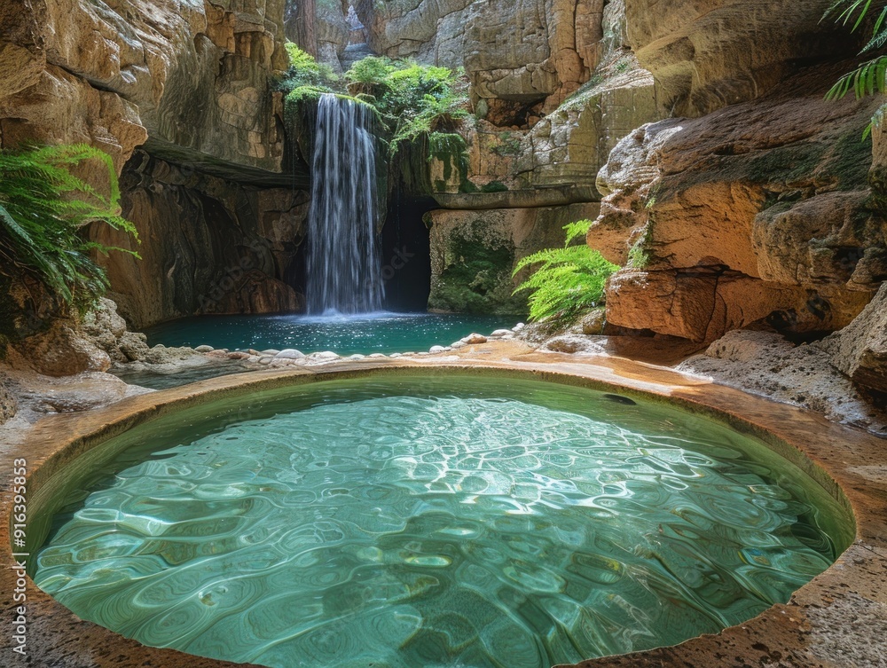 Naklejka premium Tranquility by the Waterfall