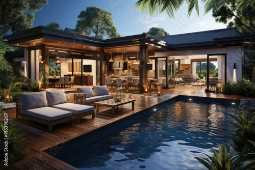 Wallpaper Mural Photo of a modern design house with outdoor space Torontodigital.ca