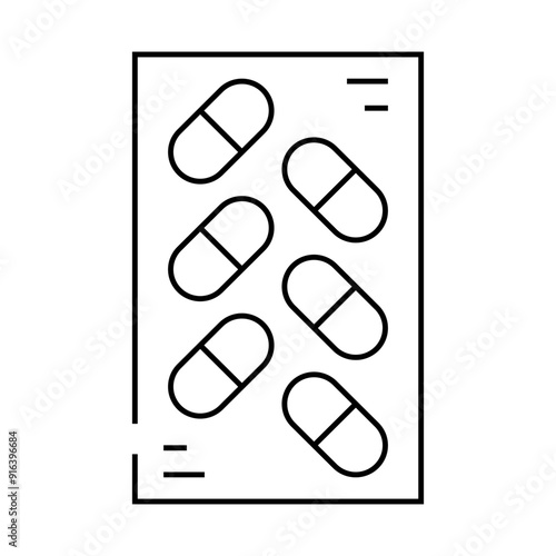 medicaments package line icon vector. medicaments package sign. isolated contour symbol black illustration