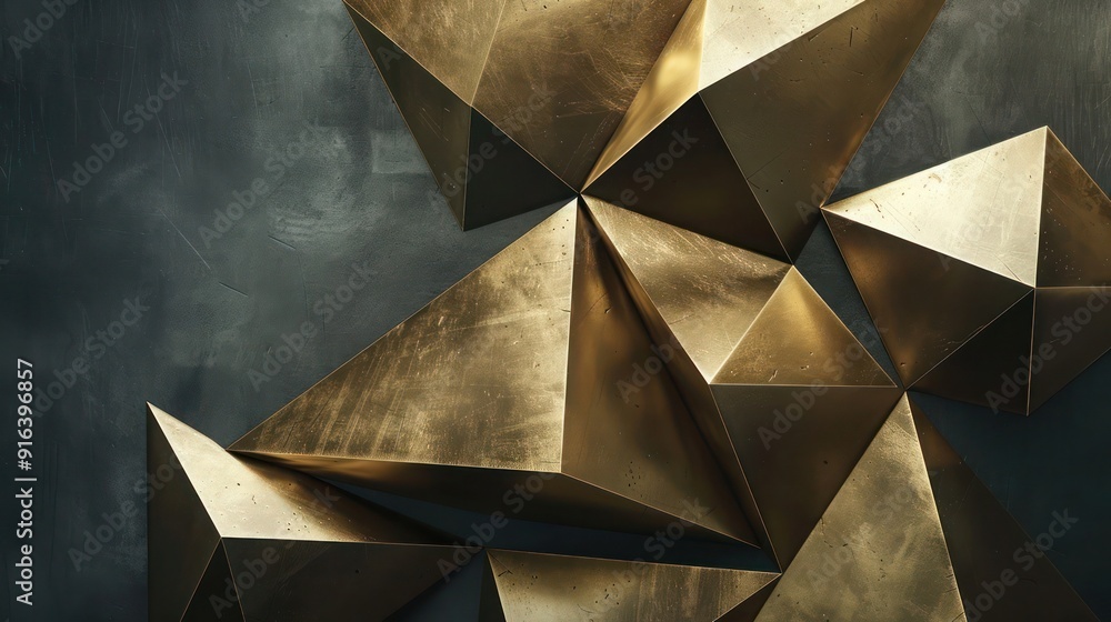 Abstract Background, metallic gold geometric shapes against a dark gray backdrop, minimalist and luxurious Abstract Background, metallic gold geometric shapes against a dark gray backdrop, minimalist and luxurious