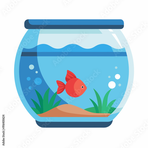 Aquarium Glass Transparent Icon Vector Illustration - Cartoon, Clipart, and Line Art Design
