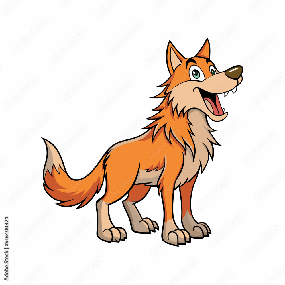 Obraz premium Howling Wolf Vector Illustration - Cartoon, Clipart, and Line Art Design