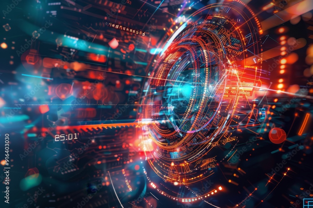 Obraz premium Abstract digital illustration of futuristic technology, representing creative innovation