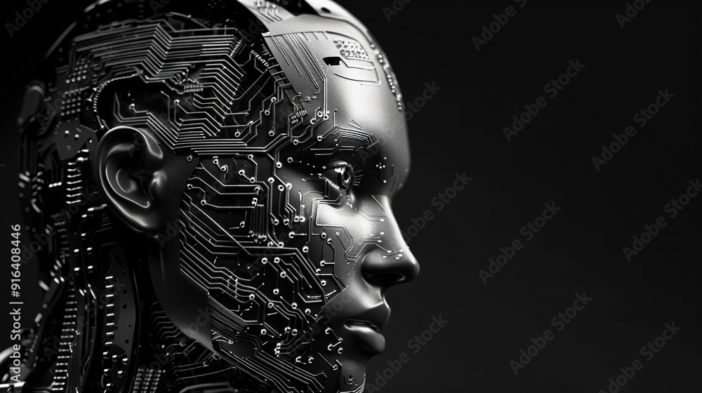 cyborg com circuitos e inteligencia artificial. cyborg com circuitos e inteligencia artificial.