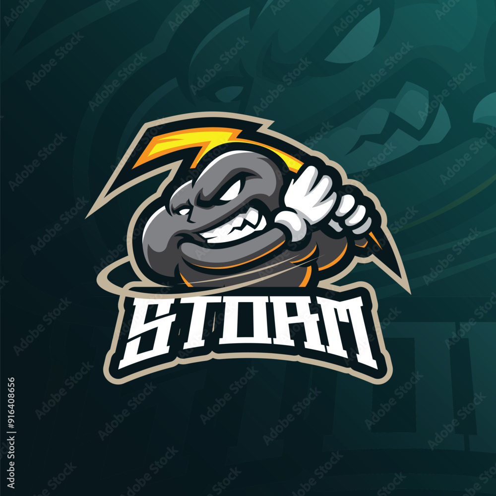 Storm mascot logo design vector with modern illustration concept style for badge, emblem and t shirt printing. Angry storm illustration for sport and esport team. Storm mascot logo design vector with modern illustration concept style for badge, emblem and t shirt printing. Angry storm illustration for sport and esport team.