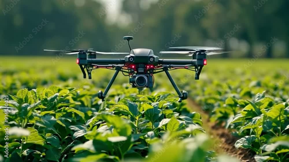 A farmer is using a drone to spray his crops. A farmer is using a drone to spray his crops.