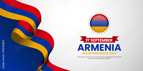 Armenia independence day ribbon flag copy space background