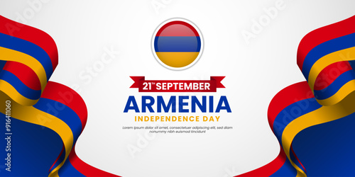 Armenia independence day ribbon flag copy space background