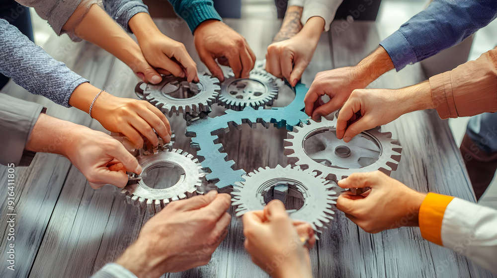Teamwork and Collaboration Concept - Illustration of Interlocking Gears Teamwork and Collaboration Concept - Illustration of Interlocking Gears
