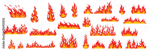Cartoon fire flames bonfire fire burning blaze.