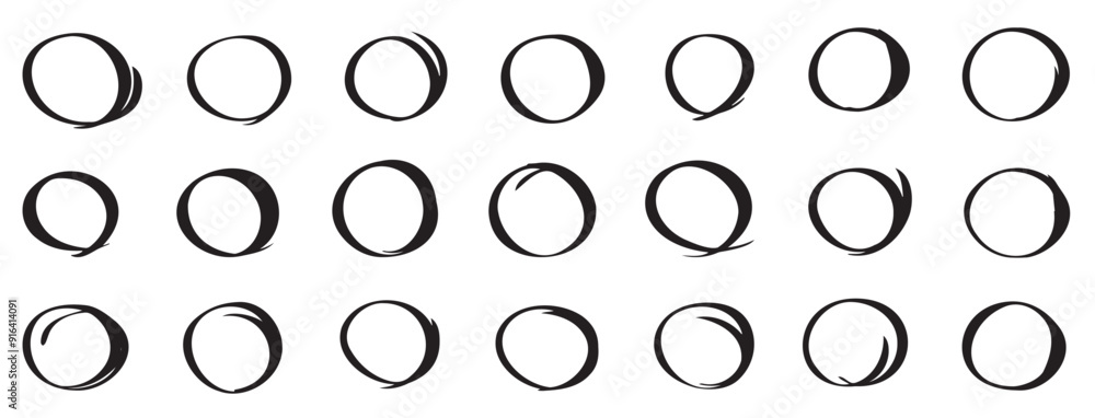 Circle hand drawn marker doodle line style for web site logo and text check vector illustration Circle hand drawn marker doodle line style for web site logo and text check vector illustration