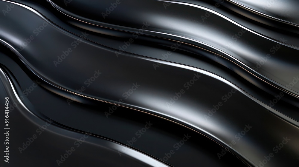 Abstract Background, minimalist design with metallic accents, sleek silver lines on a smooth black surface Abstract Background, minimalist design with metallic accents, sleek silver lines on a smooth black surface