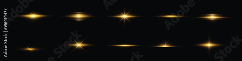 Collection of realistic bursts of light.