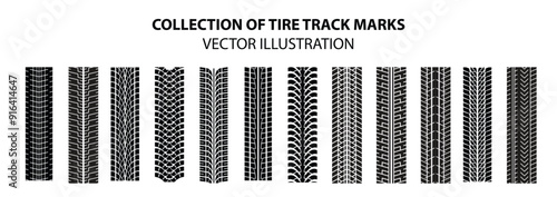 Collection of tire track marks