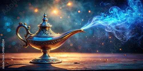 Magical flask with elixir potion of immortality in the shape of a magic lamp , potion, immortality, elixir, magic