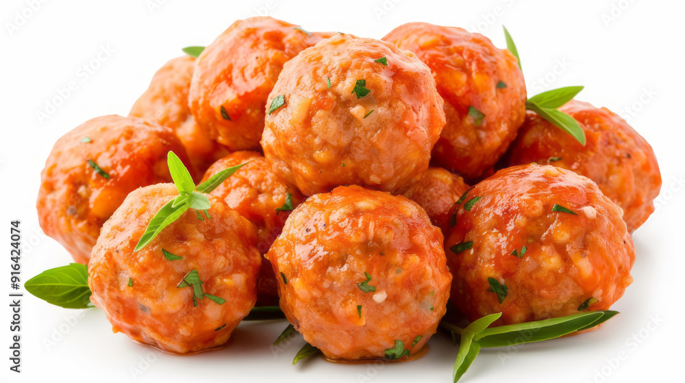 A pile of round meatballs with leaf isolated on white background, detailed, png. A pile of round meatballs with leaf isolated on white background, detailed, png.