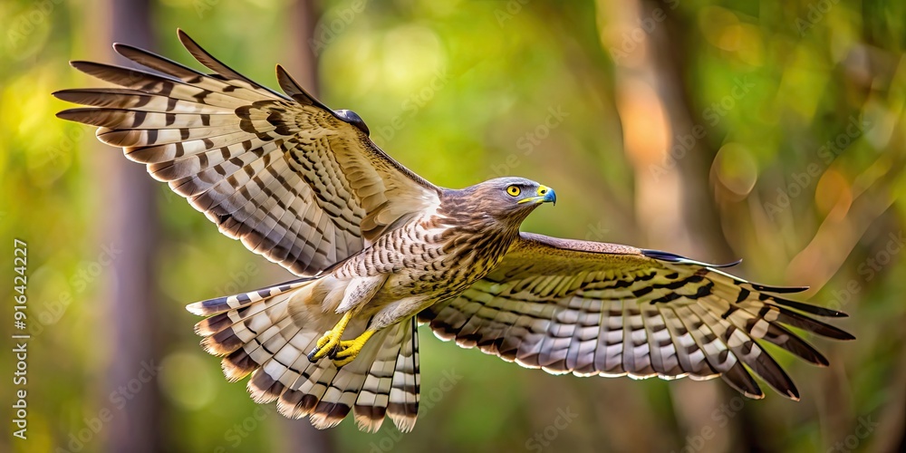 European honey buzzard in flight with distinctive barred markings , wildlife, bird of prey, nature, raptor, aerial European honey buzzard in flight with distinctive barred markings , wildlife, bird of prey, nature, raptor, aerial