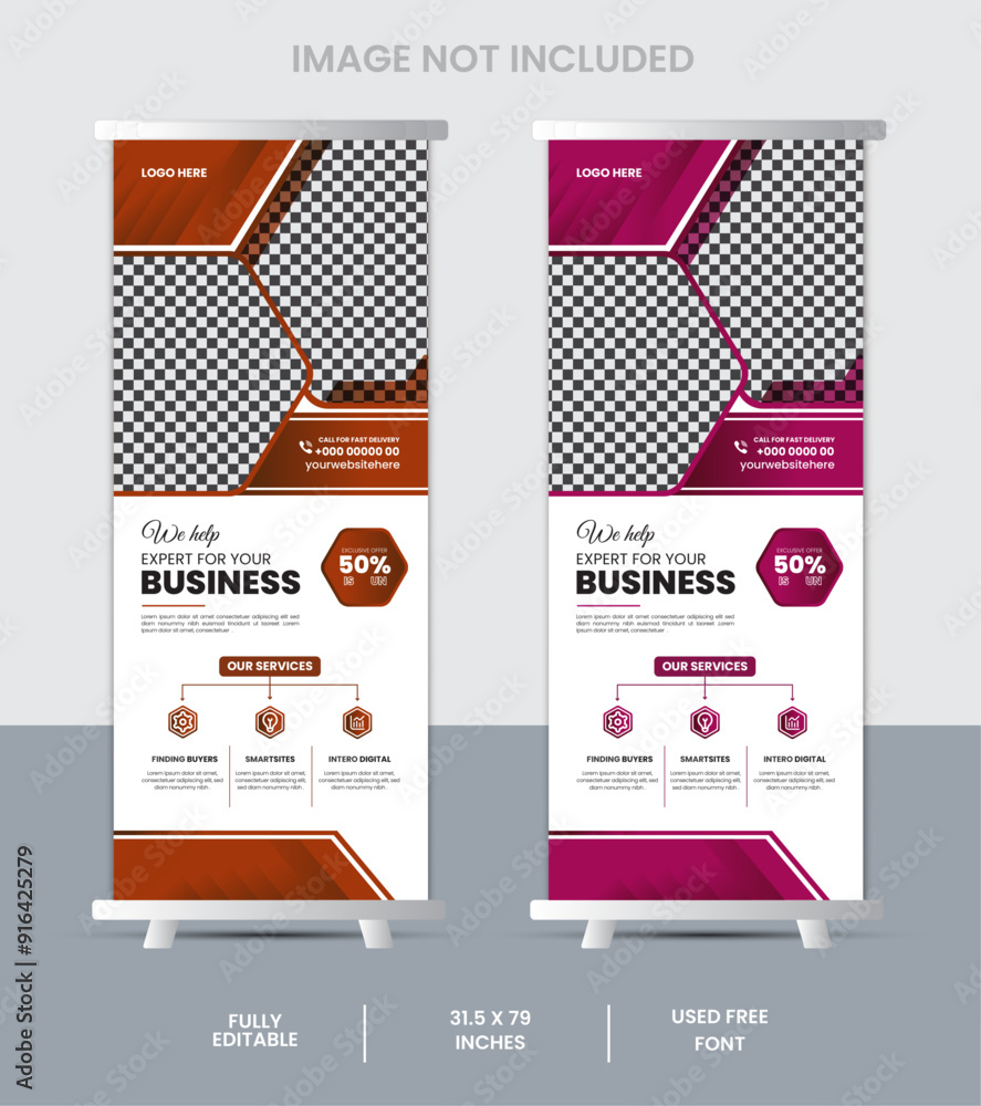 Obraz premium Business creative roll up display standee for presentation purpose