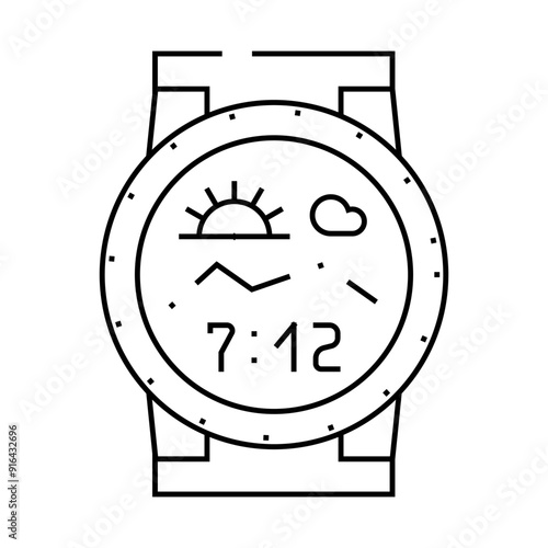 wrist tracker with watch line icon vector. wrist tracker with watch sign. isolated contour symbol black illustration