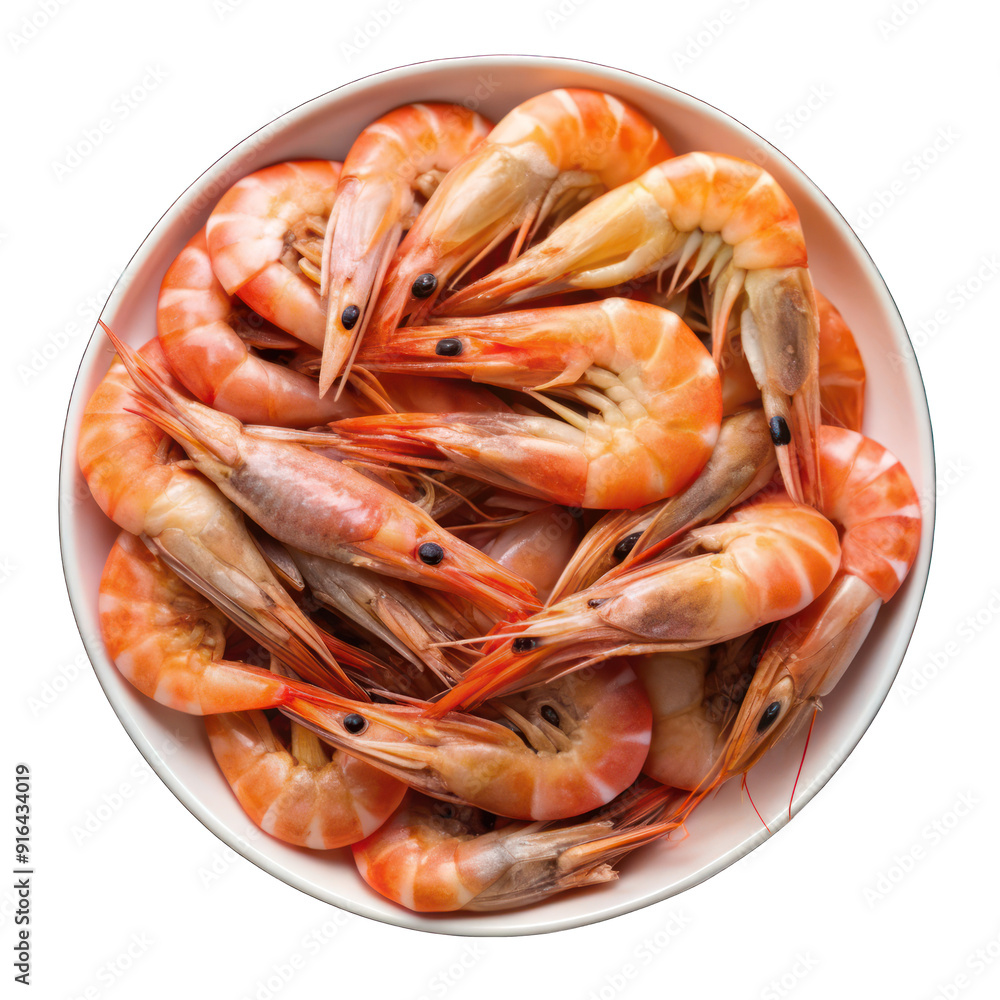 Raw shrimp Pile top view isolated on transparent background Raw shrimp Pile top view isolated on transparent background