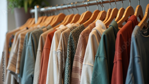 clothes on hangers in shop