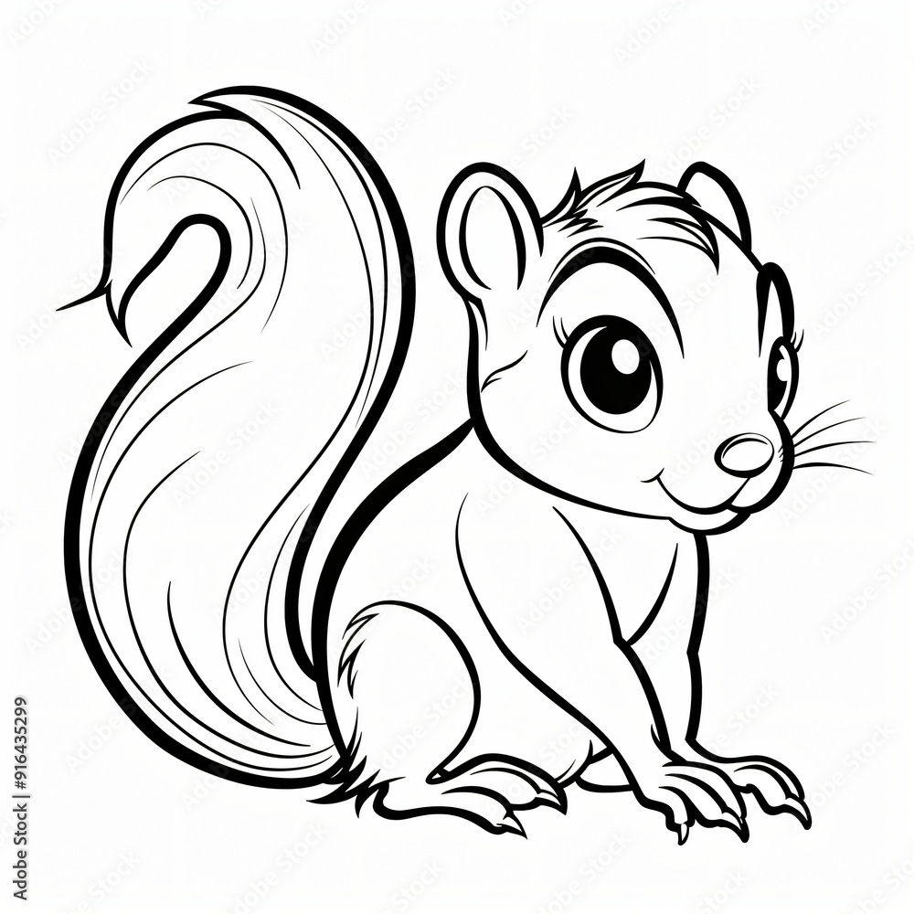 Cartoon of a Squirrel children coloring book page Cartoon of a Squirrel children coloring book page