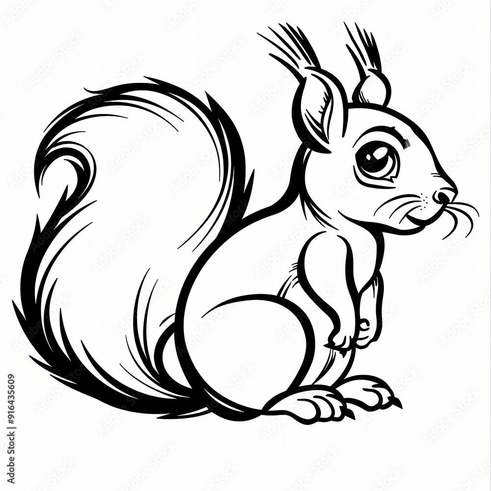 Cartoon of a Squirrel children coloring book page Cartoon of a Squirrel children coloring book page