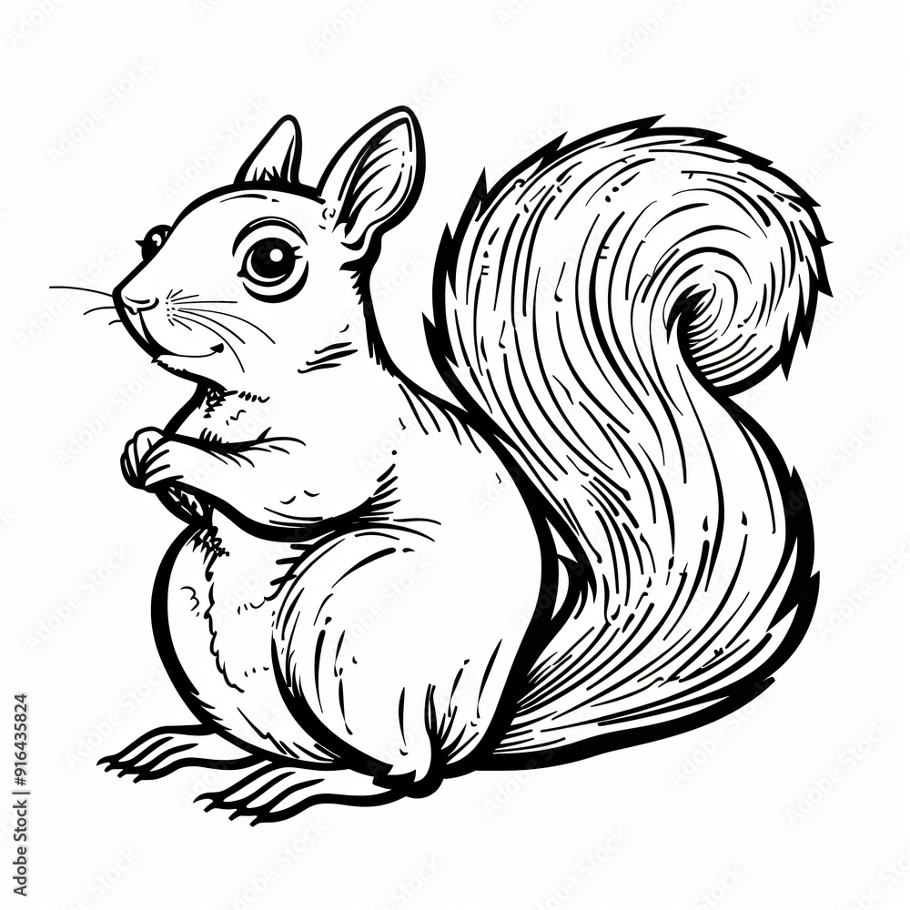 Obraz premium Cartoon of a Squirrel children coloring book page 