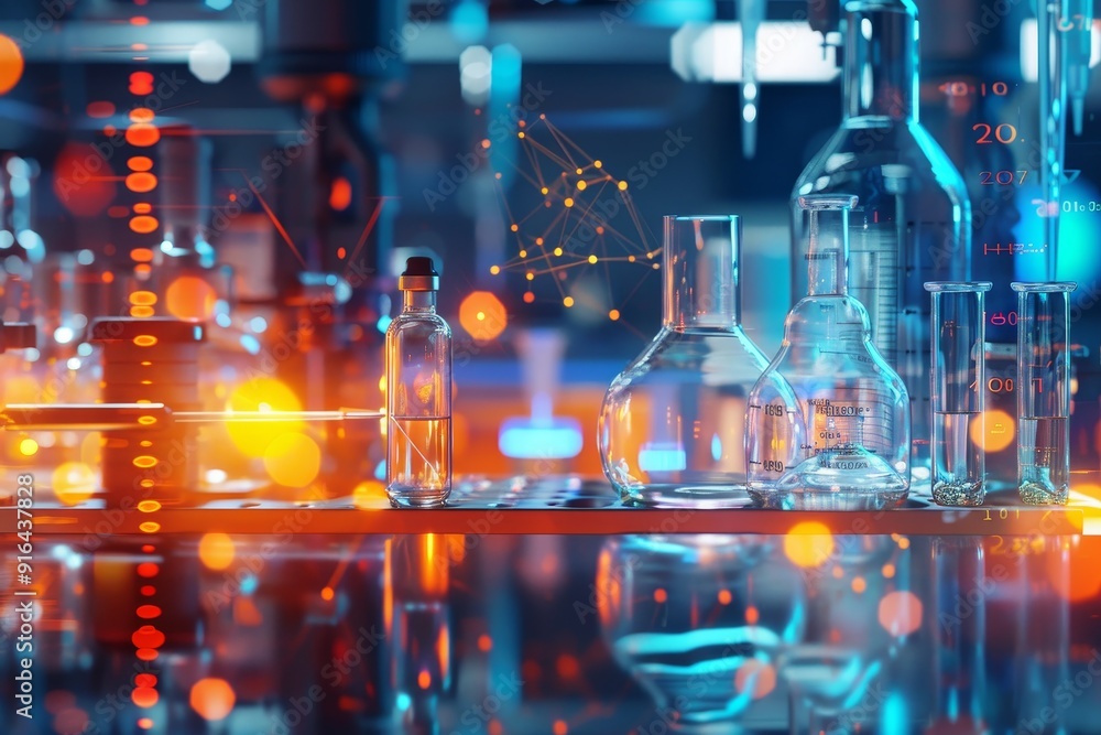 Abstract visualization of laboratory setting with diverse research projects and experiments, representing scientific diversity Abstract visualization of laboratory setting with diverse research projects and experiments, representing scientific diversity