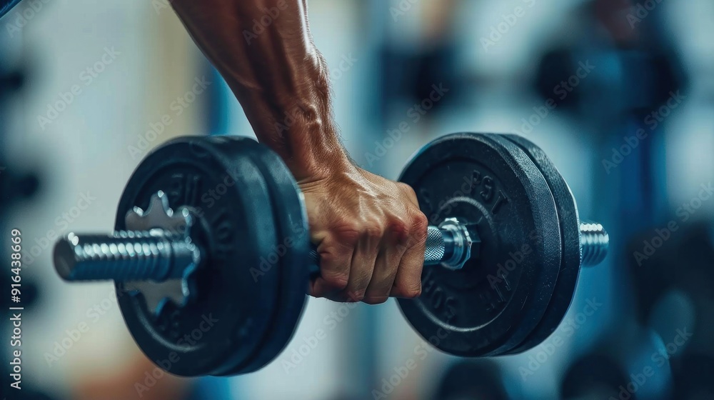 Closeup of a Strong Arm Lifting a Dumbbell Closeup of a Strong Arm Lifting a Dumbbell