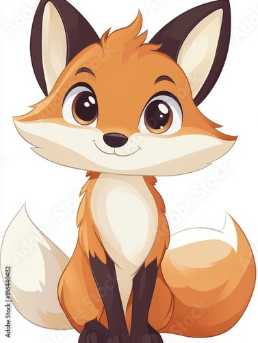 Cute Cartoon Fox with Big Eyes